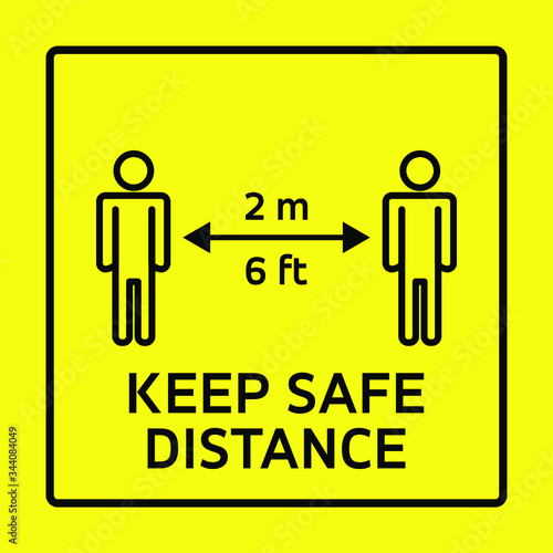 Safety measure keep safe distance sign, corona virus pandemic precaution vector illustration
