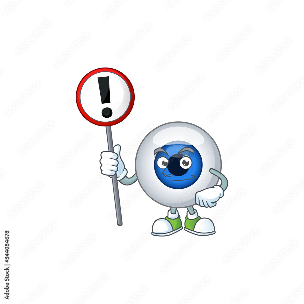 A picture of human eye ball cartoon character concept holding a sign A picture of human eye ball cartoon character concept holding a sign