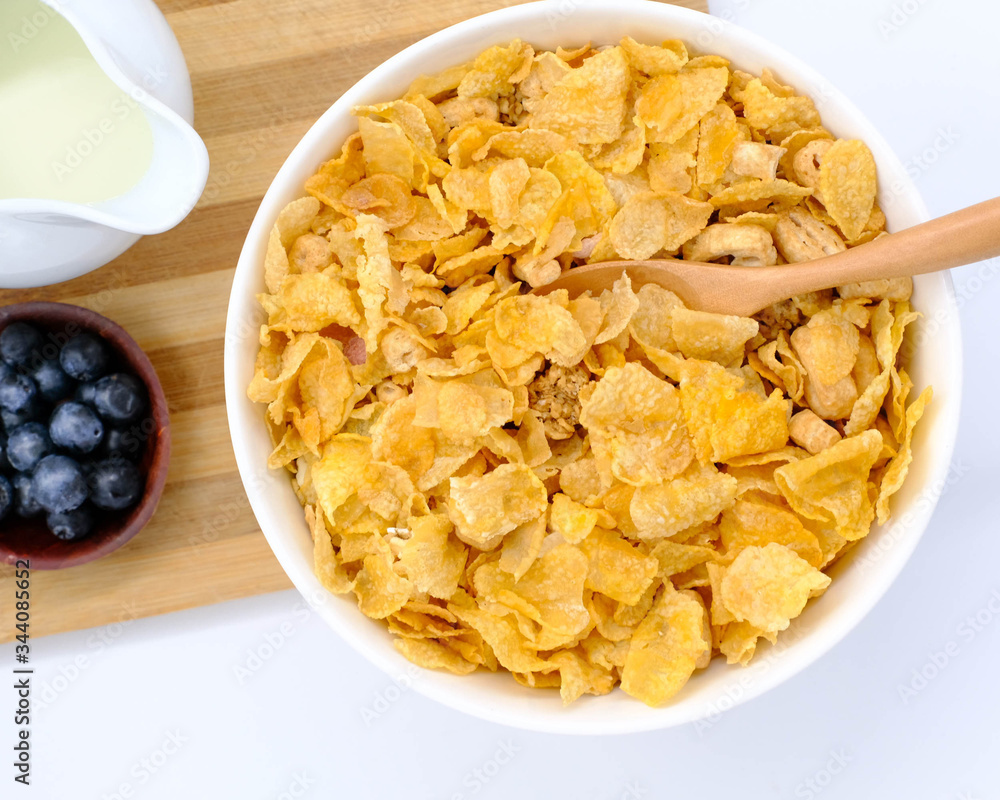cereal in a white bowl on white background. Healthy breakfast concept. cereal in a white bowl on white background. Healthy breakfast concept.