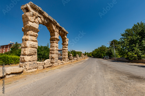 Roman aqueduct in Kemerhisar, ancient Tyana. Kemerhisar, Bor - Nigde / Turkey.  photo