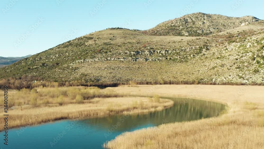 Aerial View Of Landscape At A Beautiful Lake in Montenegro Aerial View Of Landscape At A Beautiful Lake in Montenegro
