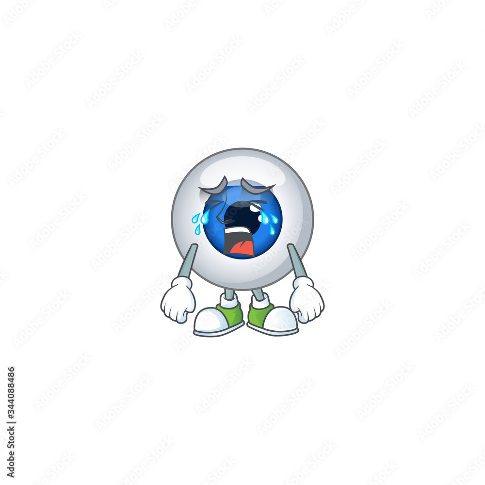 A weeping human eye ball cartoon character concept