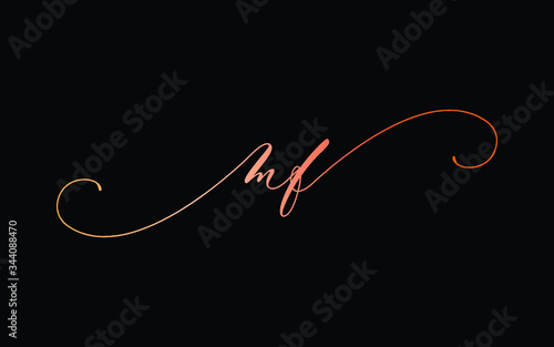 mf or m, f Lowercase Cursive Letter Initial Logo Design, Vector Template photo