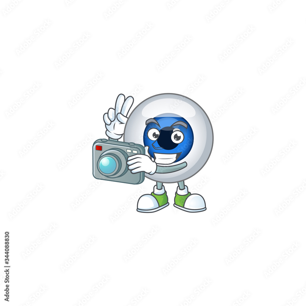 Human eye ball photographer mascot design concept using an expensive camera Human eye ball photographer mascot design concept using an expensive camera