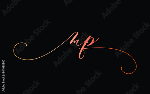 mp or m, p Lowercase Cursive Letter Initial Logo Design, Vector Template photo