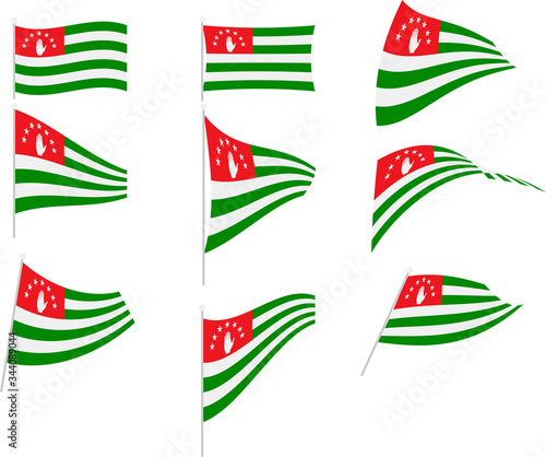 Vector Illustration of Set with Abkhazia Flag