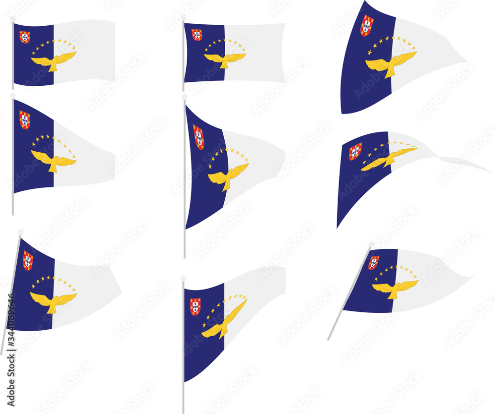 Vector Illustration of Set with Azores Flag Vector Illustration of Set with Azores Flag
