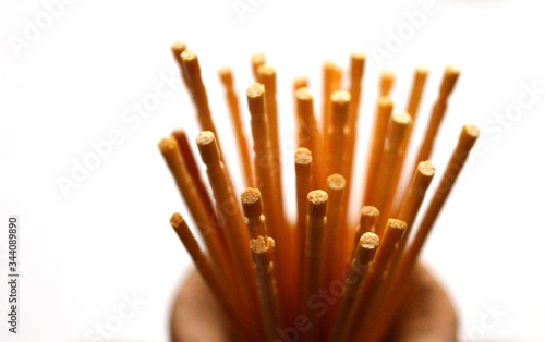 small wooden toothpicks in a salt shaker