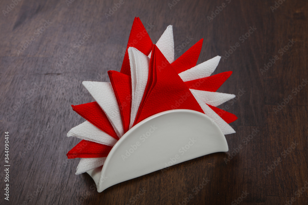 Fototapeta premium Paper napkins - red and white