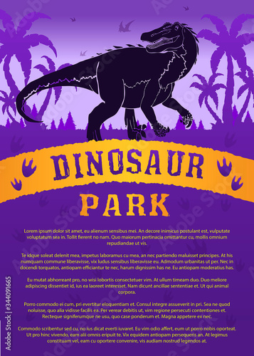 Poster World of dinosaurs with the image of a Raptor. The prehistoric world. Jurassic period