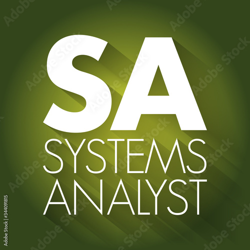 SA - Systems Analyst acronym, technology concept background