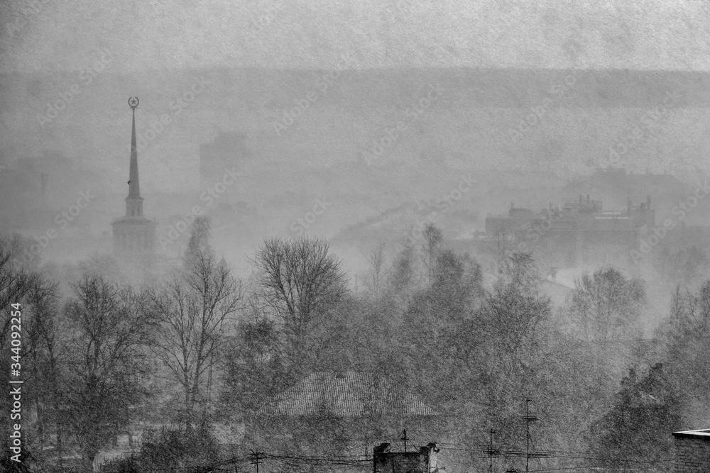 Fototapeta premium snow storm in the city