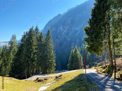 Trails for walking, hiking, sports and recreation in the Eigental alpine valley and along the Alp river, Eigenthal - Canton of Lucerne, Switzerland (Kanton Luzern, Schweiz) photo