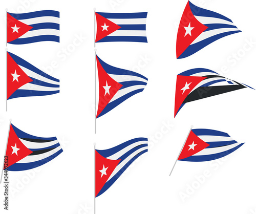Vector Illustration of Set with Cuba Flag
