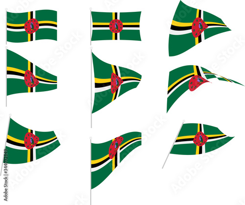 Free Download Vector Illustration of Set with Dominica Flag - GFXLoad