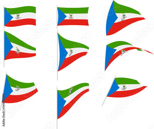 Vector Illustration of Set with Equatorial Guinea Flag