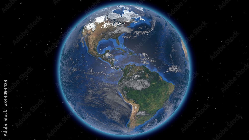 Beautiful planet Earth in space against the background of stars. America. 3d rendering. Elements of this video furnished by NASA. Beautiful planet Earth in space against the background of stars. America. 3d rendering. Elements of this video furnished by NASA.