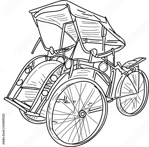 Traditional Indonesian Tricycle called Becak