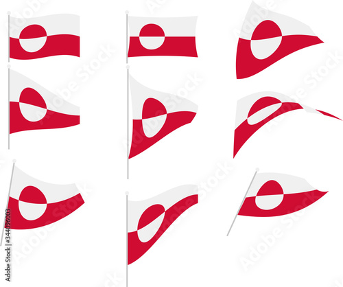 Vector Illustration of Set with Greenland Flag