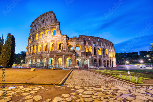 Illuminated Colosseum at Dusk  Rome