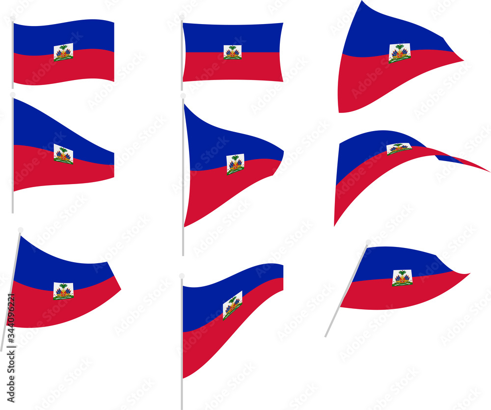 Vector Illustration of Set with Haiti Flag Vector Illustration of Set with Haiti Flag