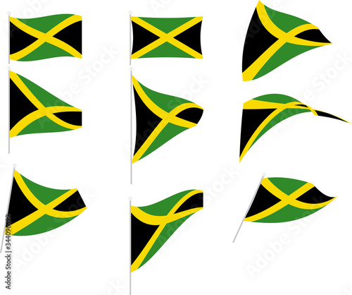 Vector Illustration of Set with Jamaica Flag