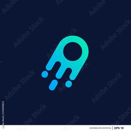 vector logo with a modern, unique, and clean rocket shape, technology, brand, company