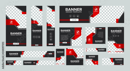 set of creative web banners of standard size with a place for photos. Business ad banner. Vertical, horizontal and square template. vector illustration EPS 10 