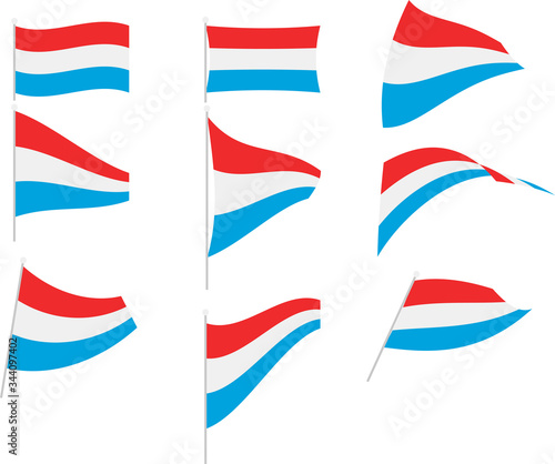 Vector Illustration of Set with Luxembourg Flag