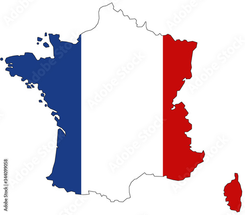 Map of France with flag