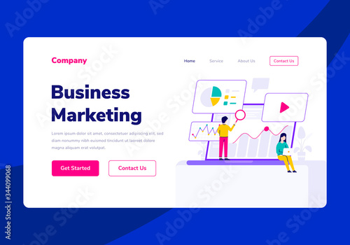 Template Landing Page People Business Marketing Vector Flat Illustration