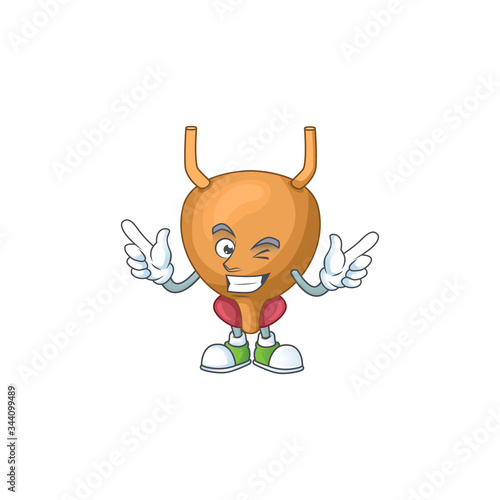 Cartoon character design concept of bladder cartoon design style with wink eye