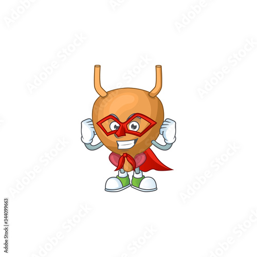 Bladder cartoon design concept dressed as Super hero