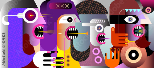Group of Angry People vector illustration