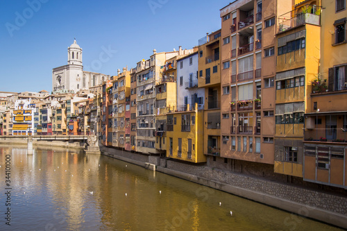 Girona city with Onyar river, Catalonia, Spain