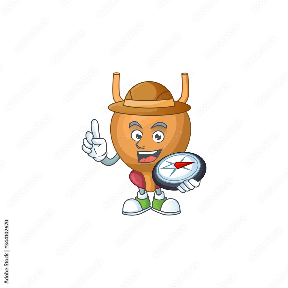 World explorer bladder cartoon design style using compass World explorer bladder cartoon design style using compass