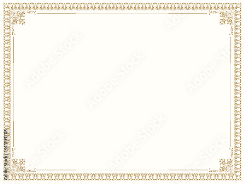 Decorative vintage frame. Floral pattern border for diploma