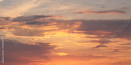 Dramatic sunset sky. Cloudy sky as a background. © Oleksii