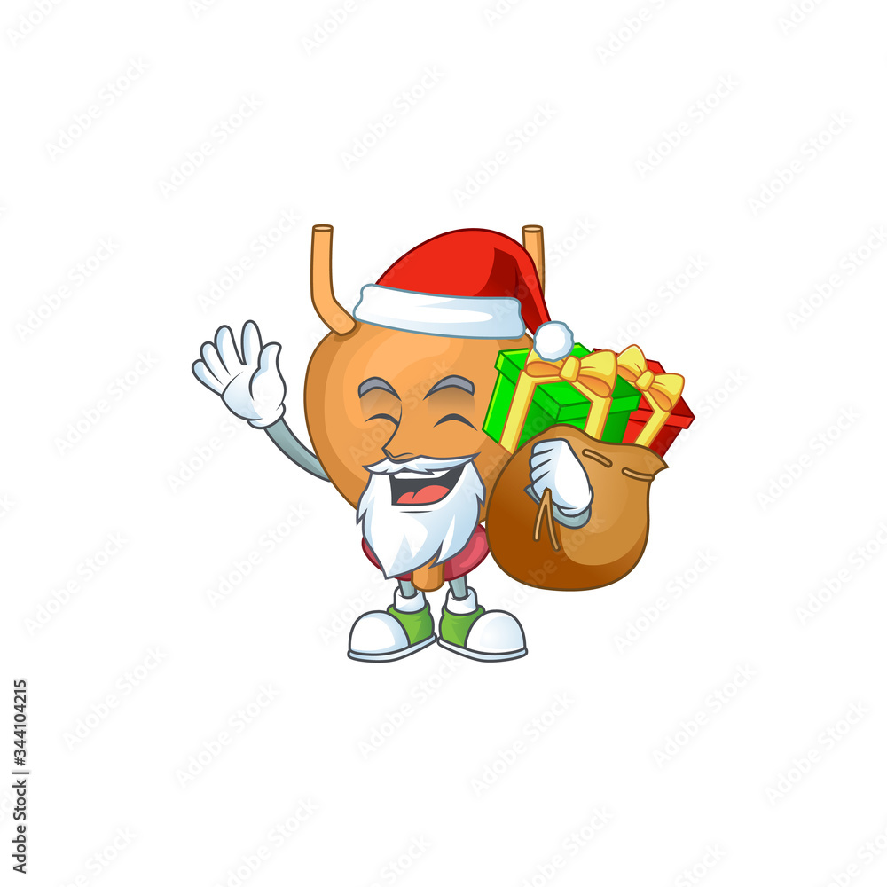 Santa bladder Cartoon character design with sacks of gifts Santa bladder Cartoon character design with sacks of gifts