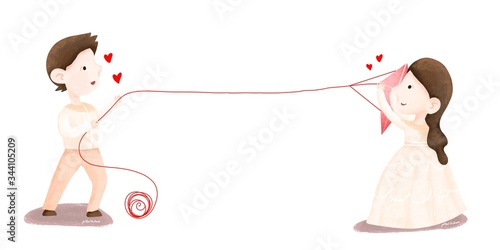 Couple and lover illustration. Special made for couple merchandise, just cut the picture into two.
