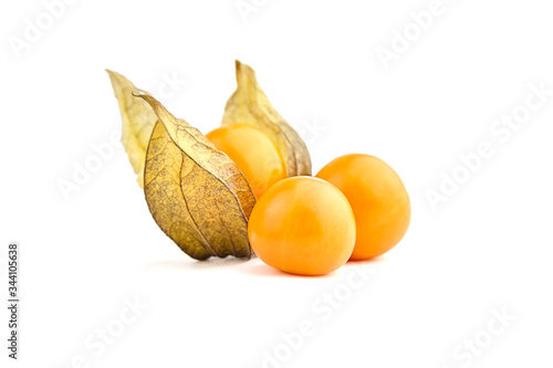 Physalis peruviana ripe fruit, goldenberries isolated on a white background photo