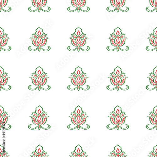 Red and Green Medallion Floral Vector Seamless 