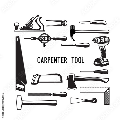 element of carpenter tool vector set