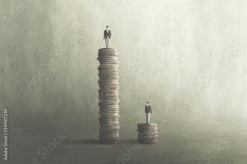 illustration of salary comparison, inequality concept photo