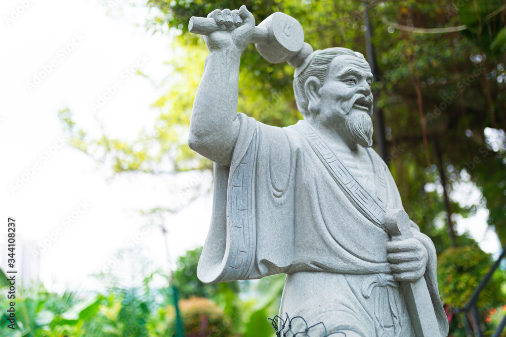 Obraz premium Decor in Chinese Kram. Stone statues close up