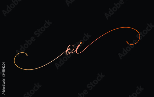 oi or o, i Lowercase Cursive Letter Initial Logo Design, Vector Template