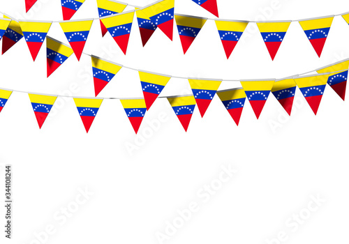 Venezuela flag festive bunting against a plain background. 3D Rendering