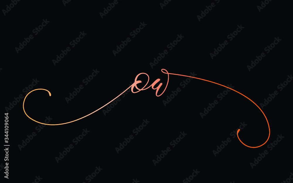 ow or o, w Lowercase Cursive Letter Initial Logo Design, Vector Template