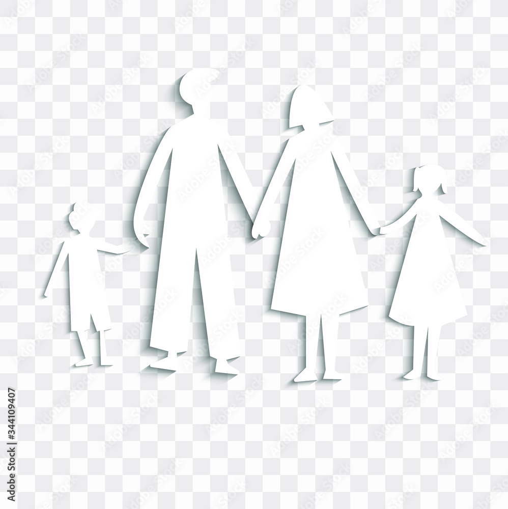 Paper cutout family, family house, family cut out of paper on a ...