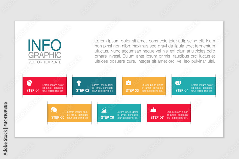 Fototapeta premium Vector iInfographic template for business, presentations, web design, 7 options.